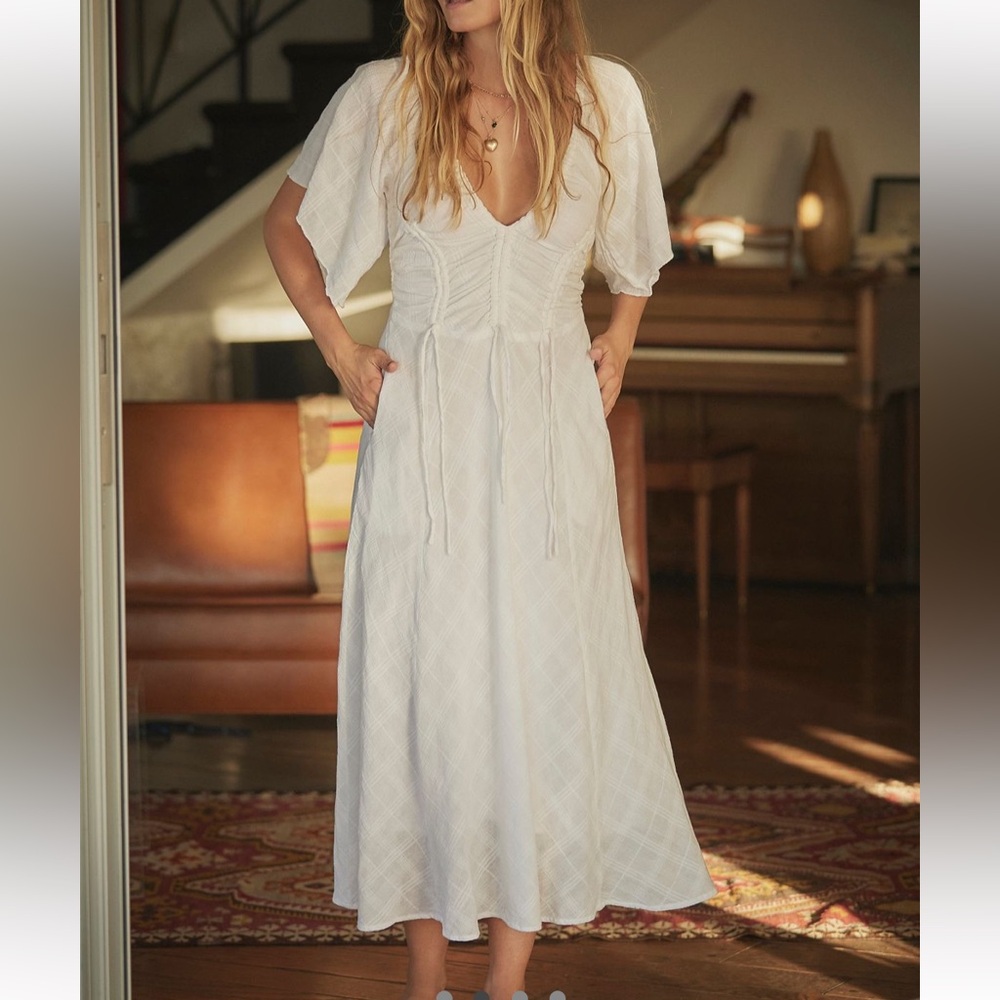 NWT Free People Hard to Resist Midi Dress in White